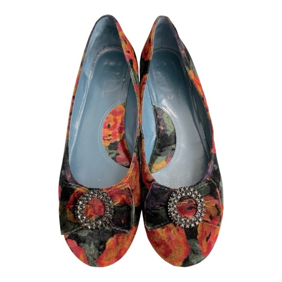VIA SPIGA Velvet Floral Ballet Flats Bow Rhinestone Accent
Slip On US 10M - Picture 5 of 12